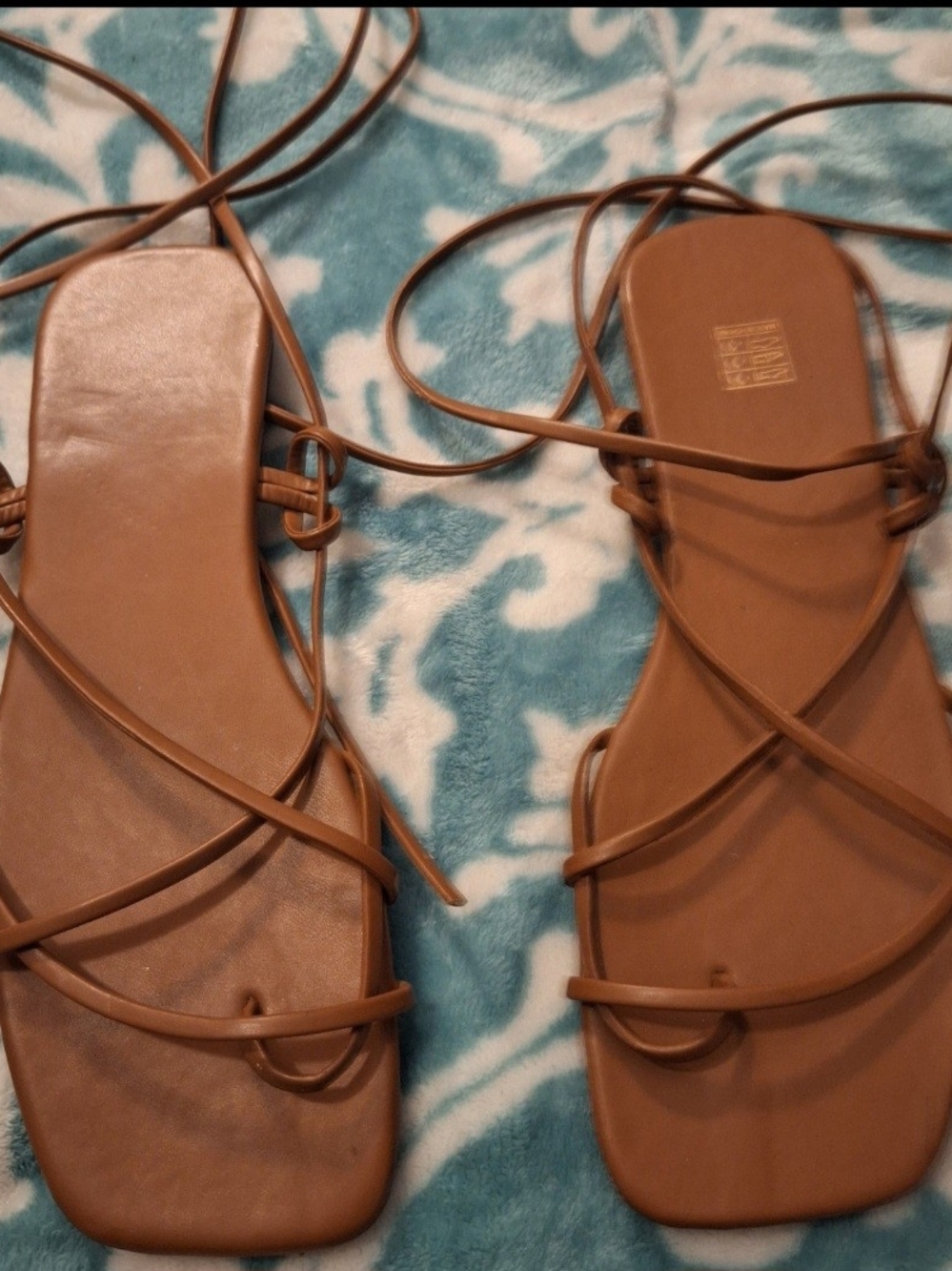 Strappy Brown Lace-Up Women’s Sandals